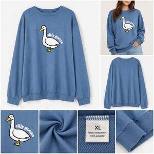 Unbranded Silly Goose Graphic Crewneck Sweatshirt Blue Size XL